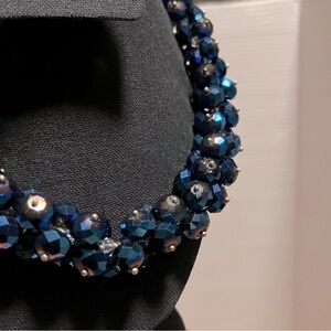 Vintage Blue Sparkly Half AB Crystal Beaded Necklace